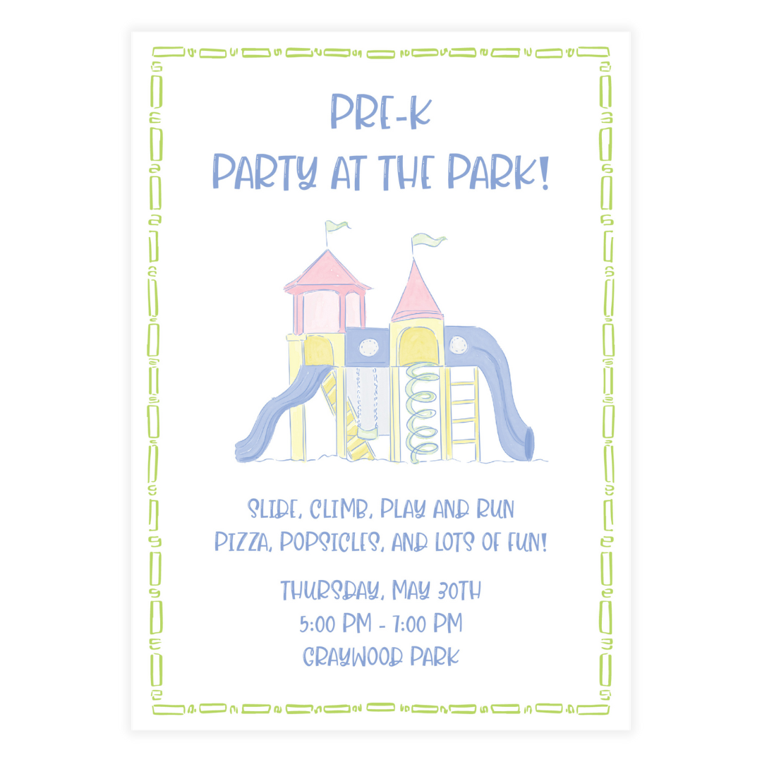 Playground Party at the Park Invitation
