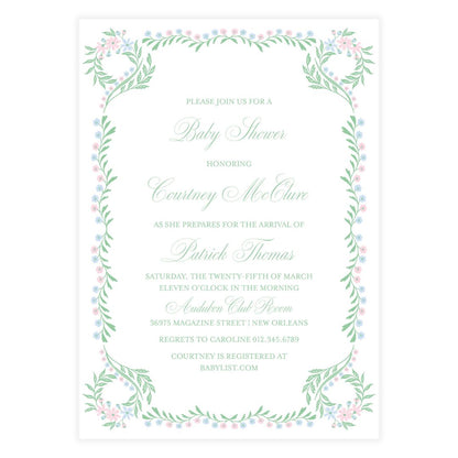 Chinoiserie Blue and Pink Block Invitation