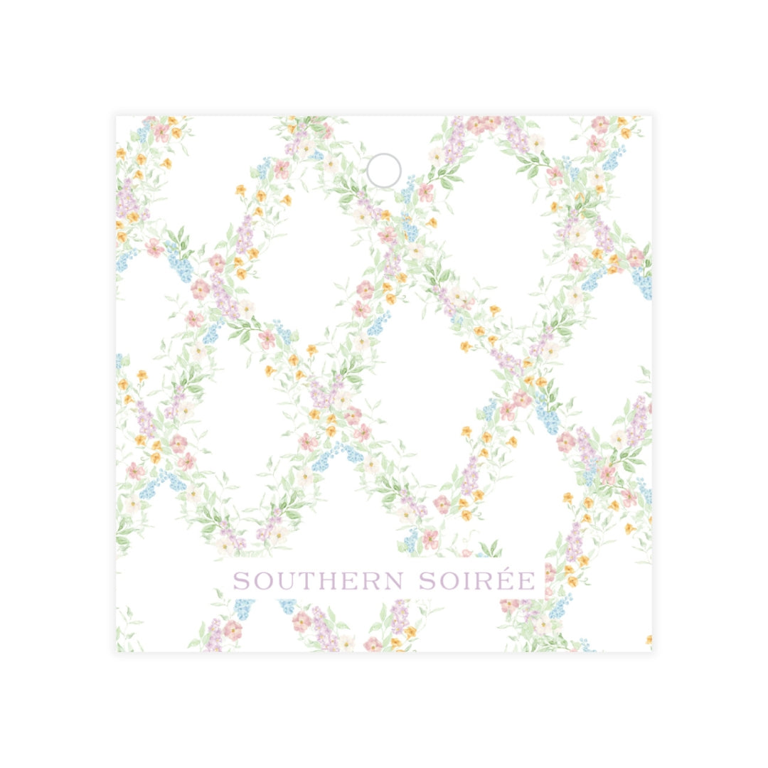 Butterfly Kisses Floral Crest Square Gift Tag