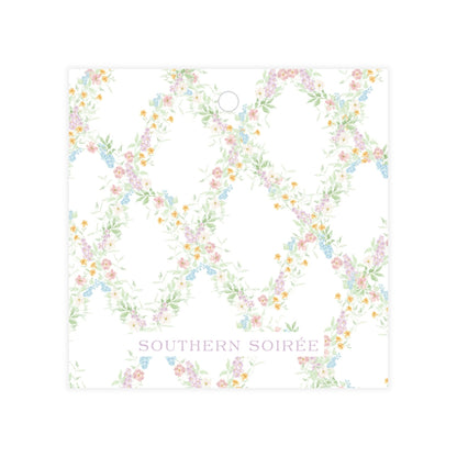 Butterfly Kisses Floral Crest Square Gift Tag