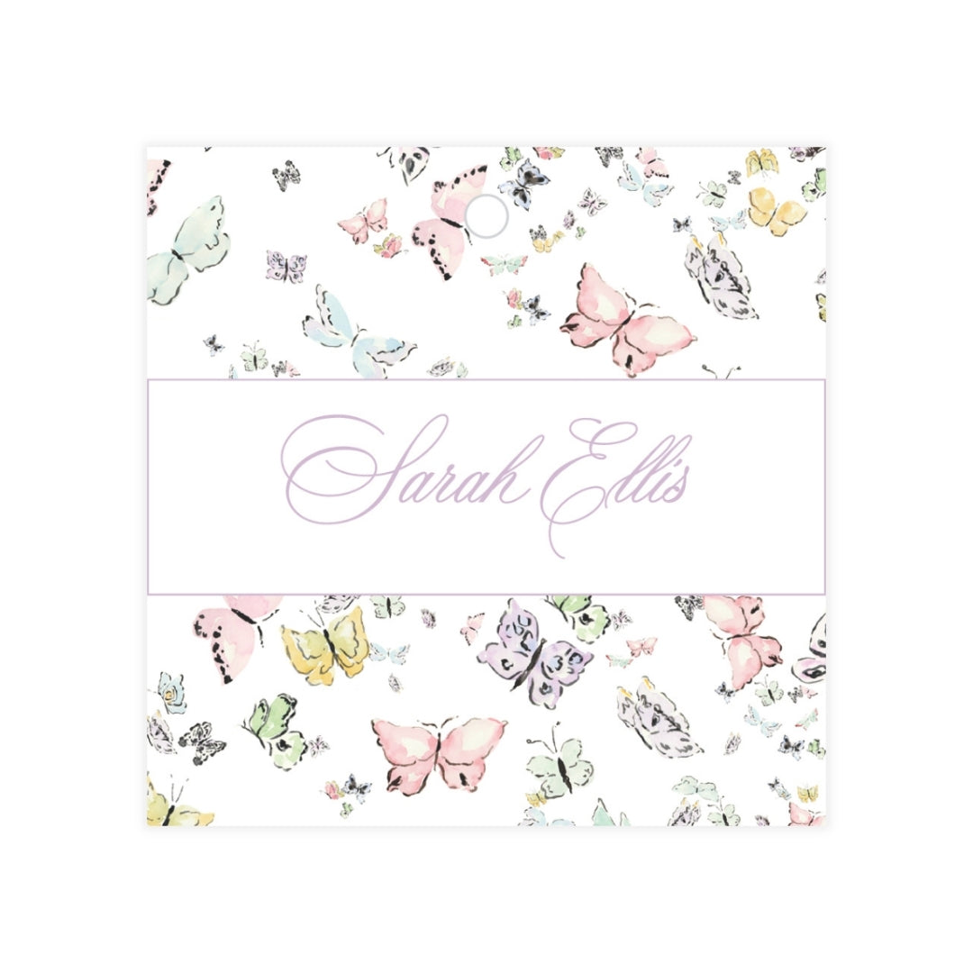 Butterfly Kisses Square Gift Tag