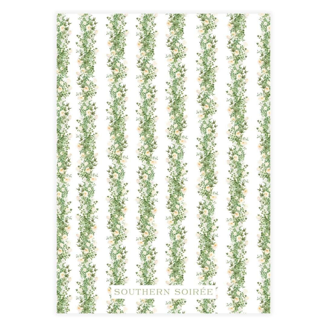 White Floral with Greenery Frame Invitation