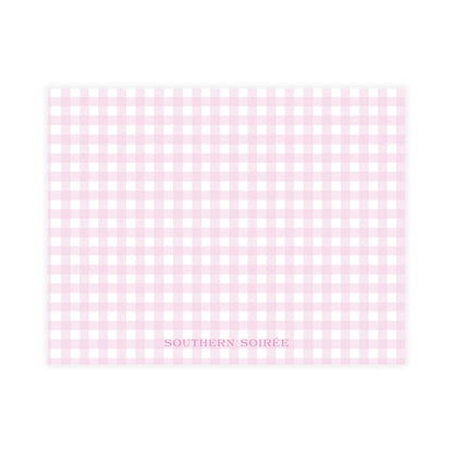 Pink Gingham with Bow Notecard