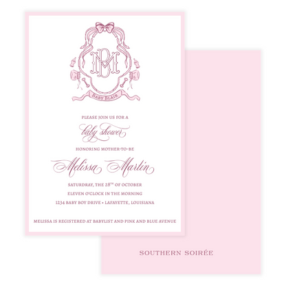 Baby Crest Pink Invitation