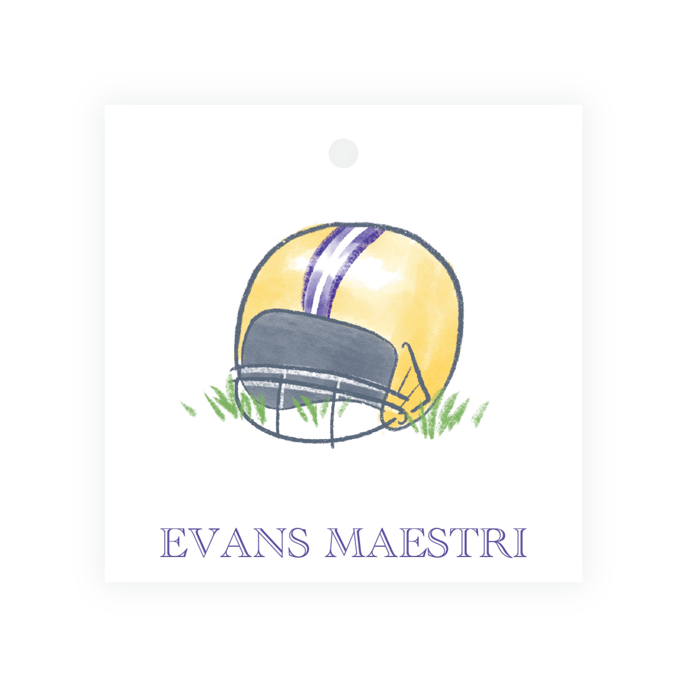Purple and Gold Football Helmet Square Gift Tags – Team Spirit