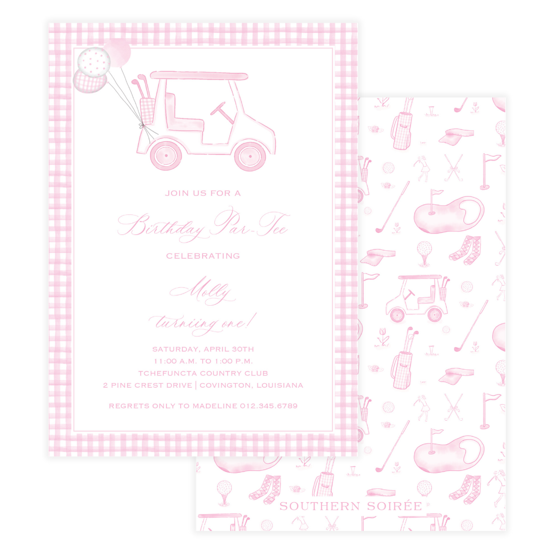 Golf Toile Pink Invitation