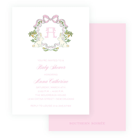 Some Bunny Pink Crest Invitation