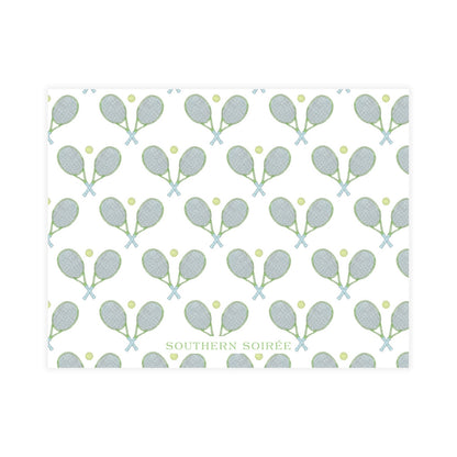Watercolor Blue & Green Tennis Notecard