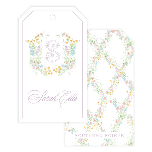 Butterfly Kisses Floral Crest Gift Tag