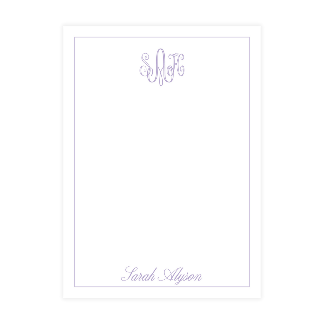 Purple Scripty Monogram Type Notepad