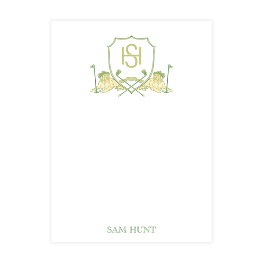 Golfing Goldens Crest Initial Notepad