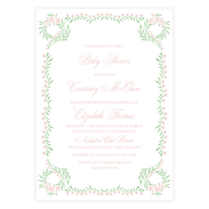 Chinoiserie Pink Block Invitation