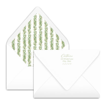 White Floral with Greenery Frame Invitation