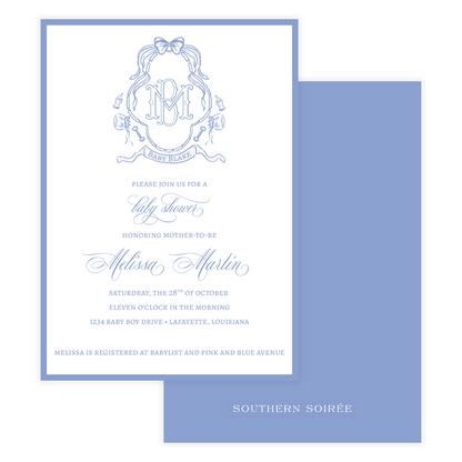 Baby Crest Blue Invitation