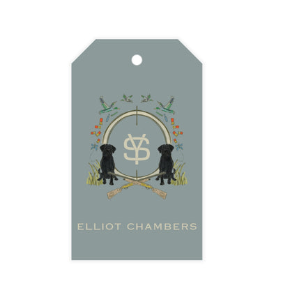 Black Lab Duck Hunting Blue Crest Gift Tag