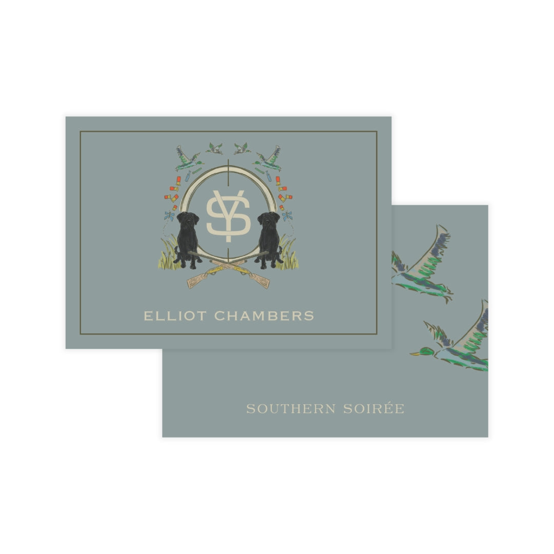 Black Lab Duck Hunting Blue Crest Enclosure Card