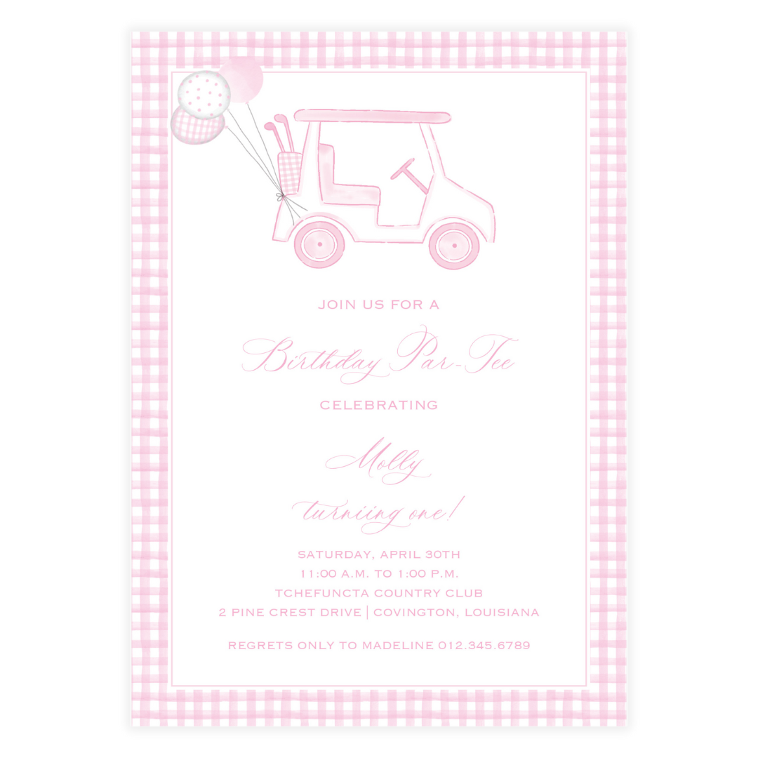 Golf Toile Pink Invitation
