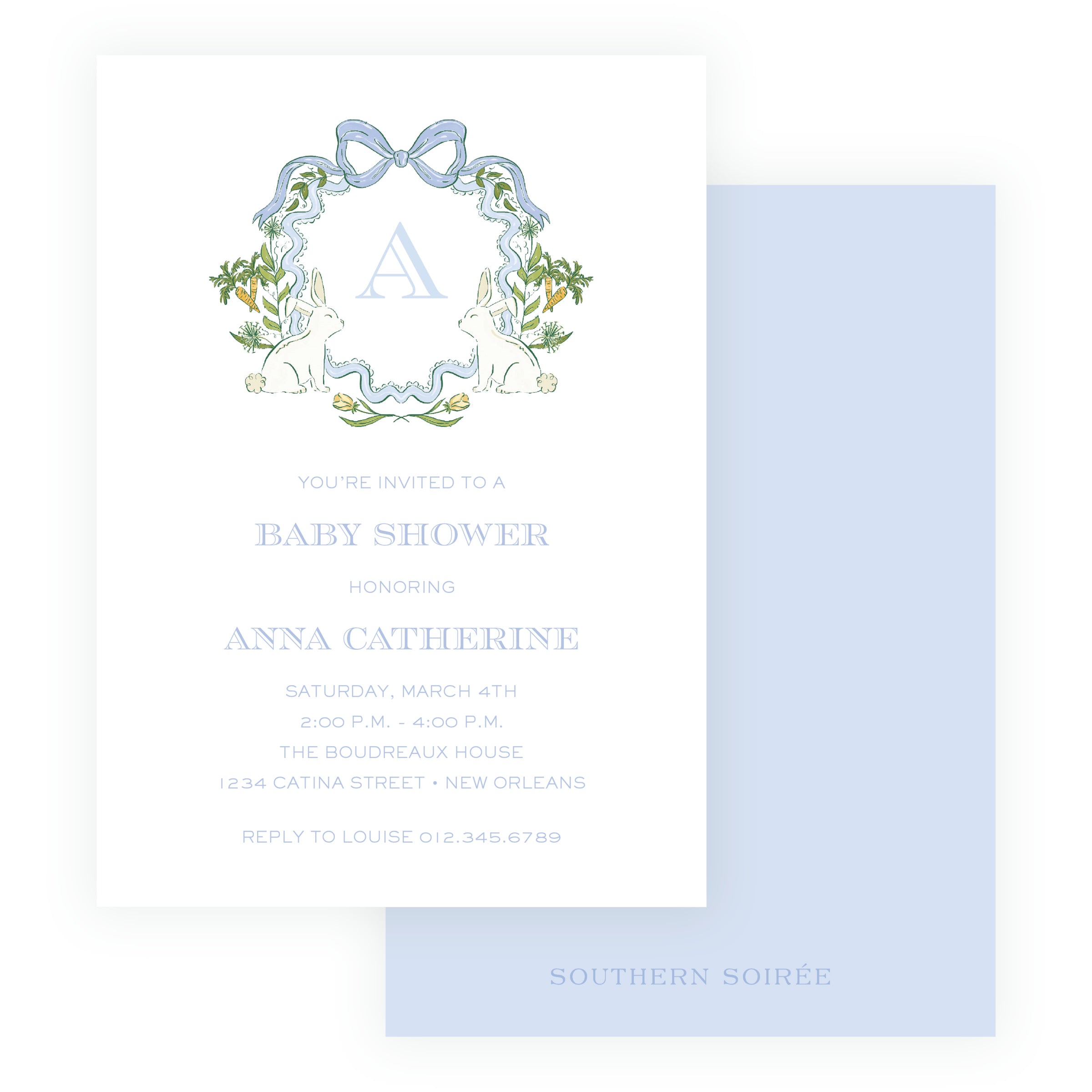 Some Bunny Blue Crest Invitation