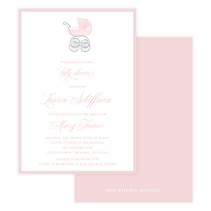Chic Pink Carriage Invitation