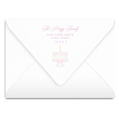 One Little Candle, One Little Cake Pink Striped Invitation