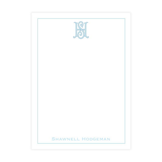 Blue Script Monogram Initials Notepad