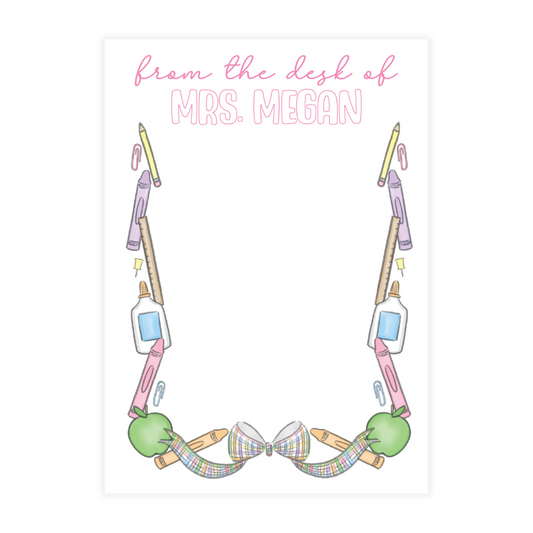 Pastel School Supply Frame Notepad