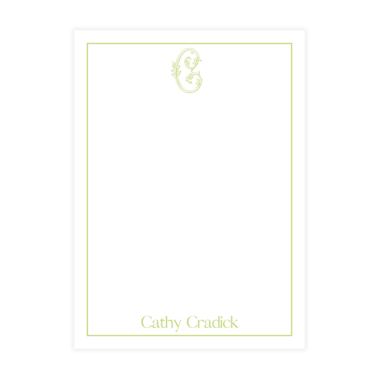 Green Vine Monogram Initials Notepad