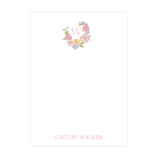 Floral Half Crest  Initial Notepad