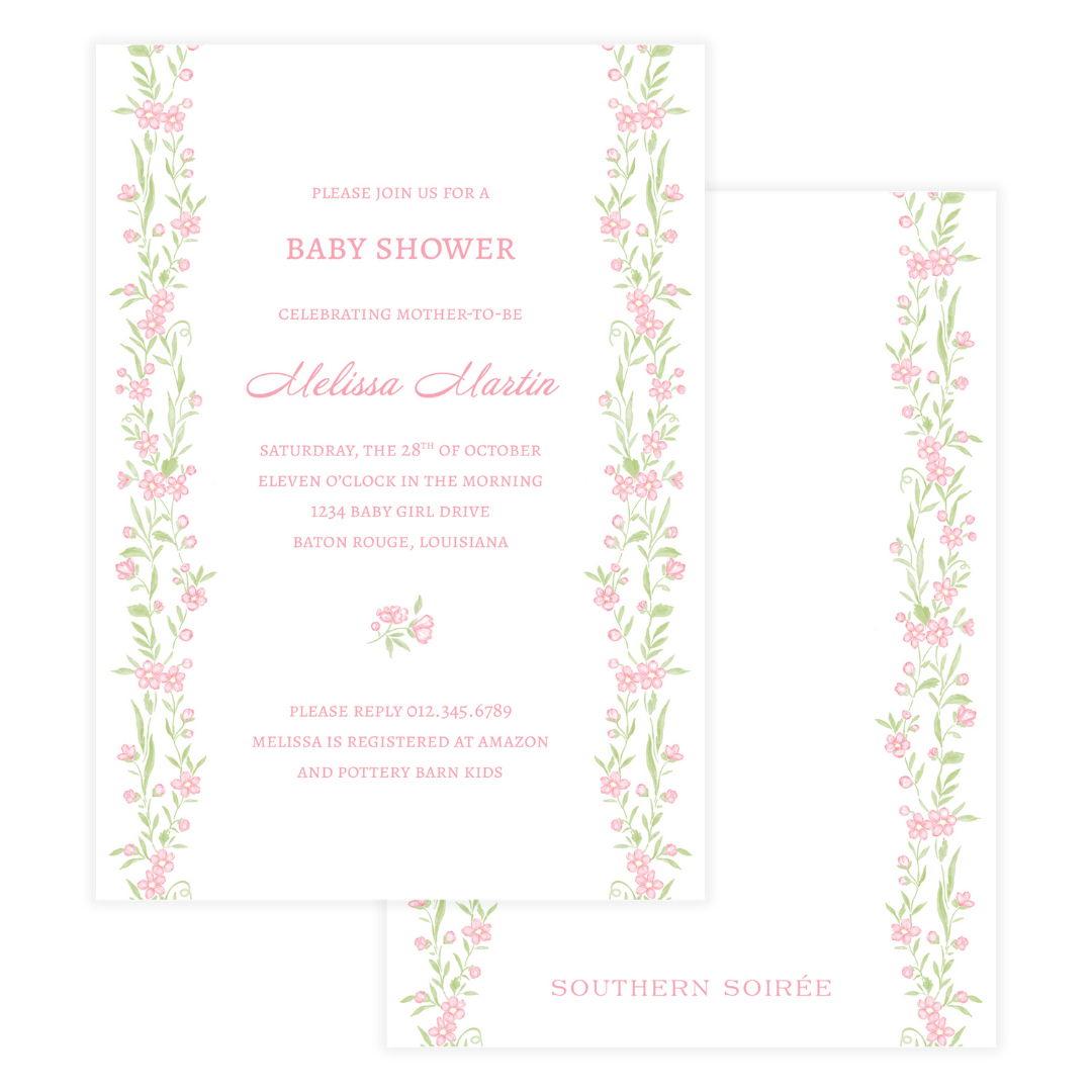 Pink Floral Vine Invitation