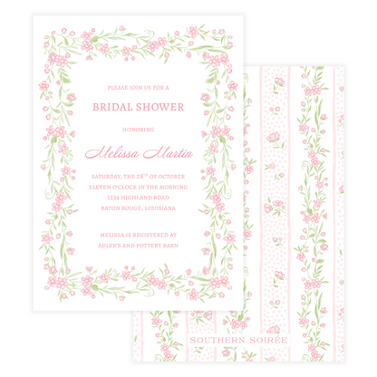Pink Floral Vine Border Invitation