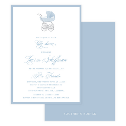 Chic Blue Carriage Invitation