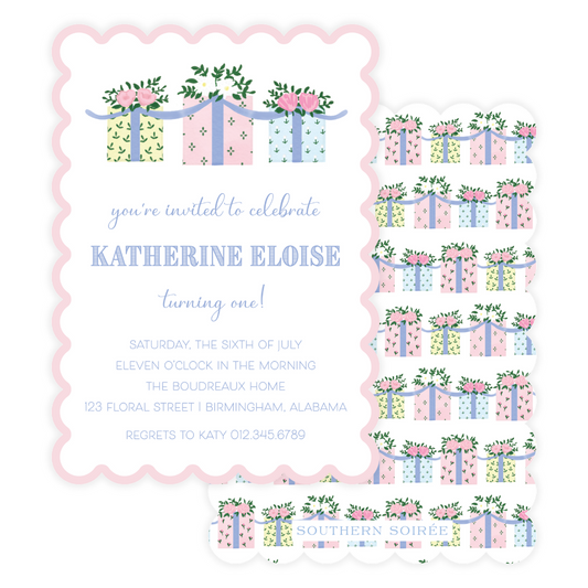 Floral Gift Scallop Invitation