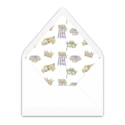 Fat TWOsday Mardi Gras Bus Striped Invitation