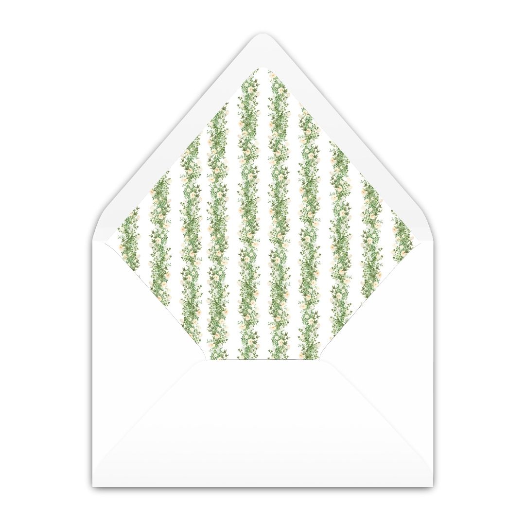 White Floral with Greenery Frame Invitation