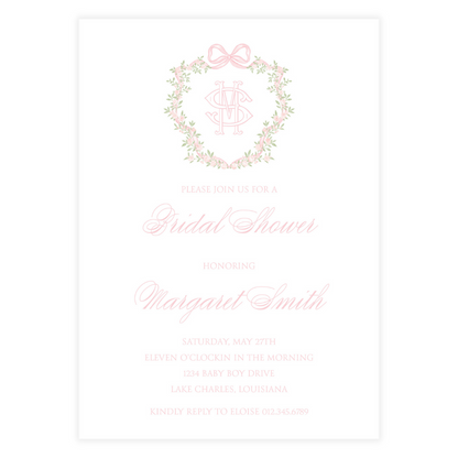 Pink Ribbon and Rose Crest Invitation