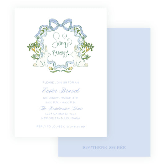 Some Bunny Blue Crest Invitation