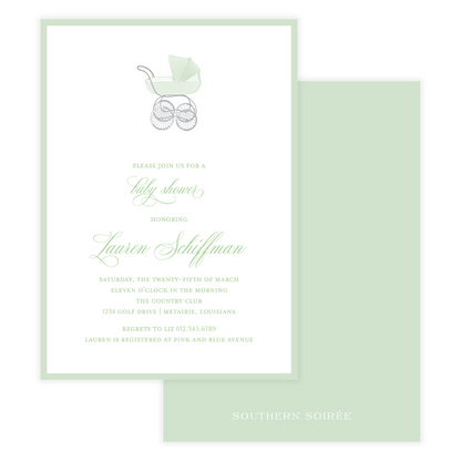 Chic Green Carriage Invitation