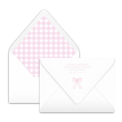 Pink Gingham with Bow Notecard