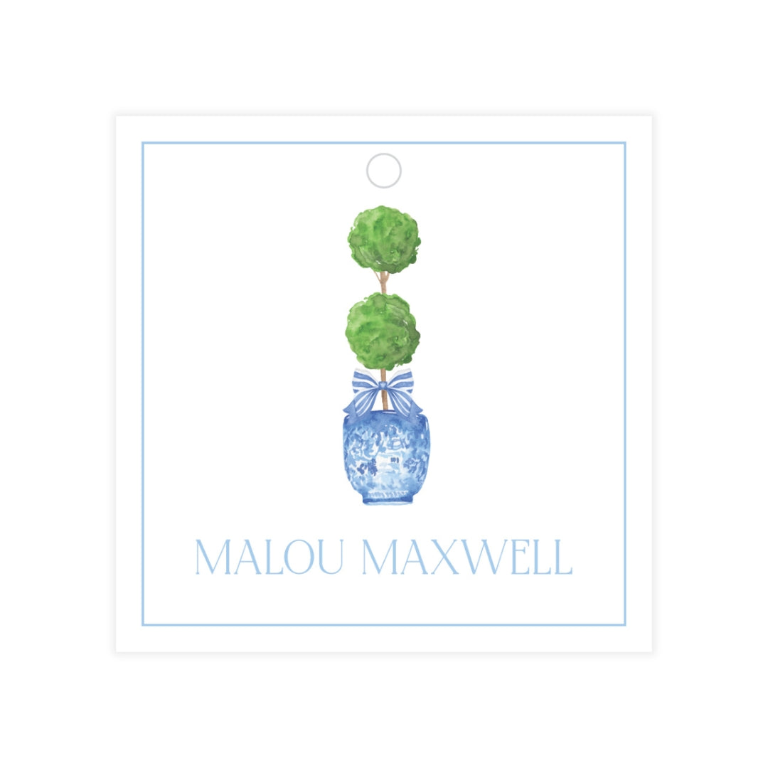 Blue Topiary Gift Tag