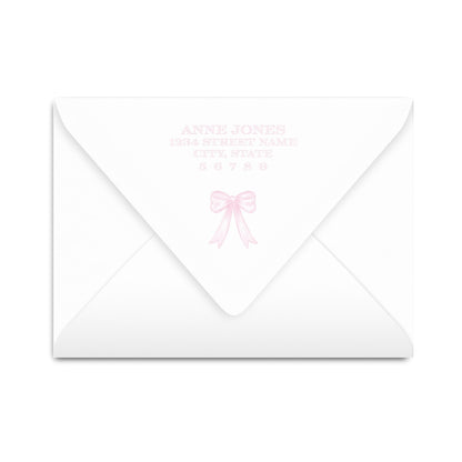Pink Gingham with Bow Notecard
