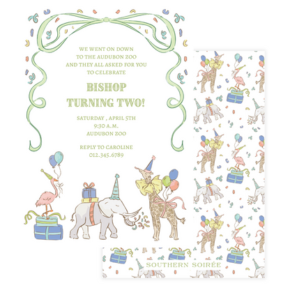 Green Party Animals Invitation