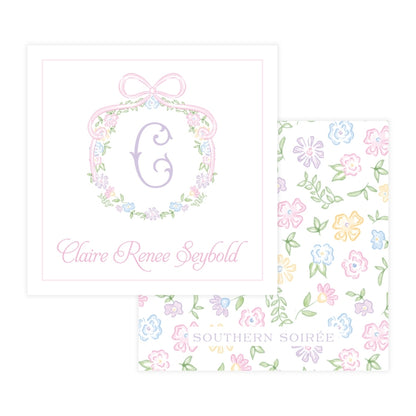 Ditsy Pastel Floral Wreath Square Enclosure Card