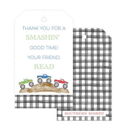 Monster Truck Party Favor Tag