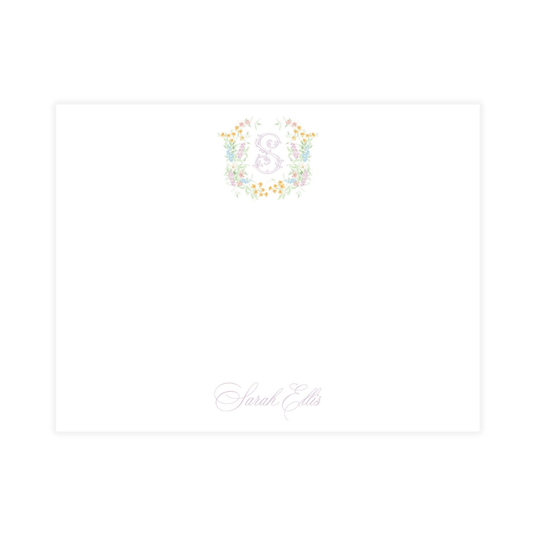 Butterfly Kisses Floral Crest Notecard