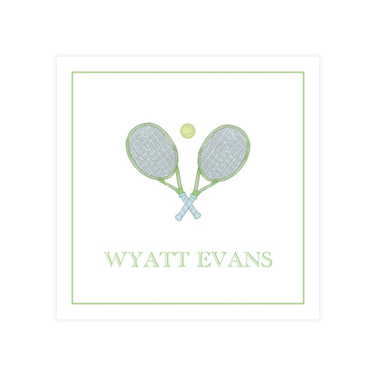 Watercolor Blue & Green Tennis Square Enclosure Card