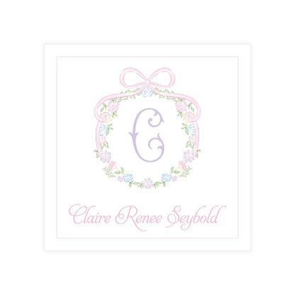 Ditsy Pastel Floral Wreath Square Enclosure Card