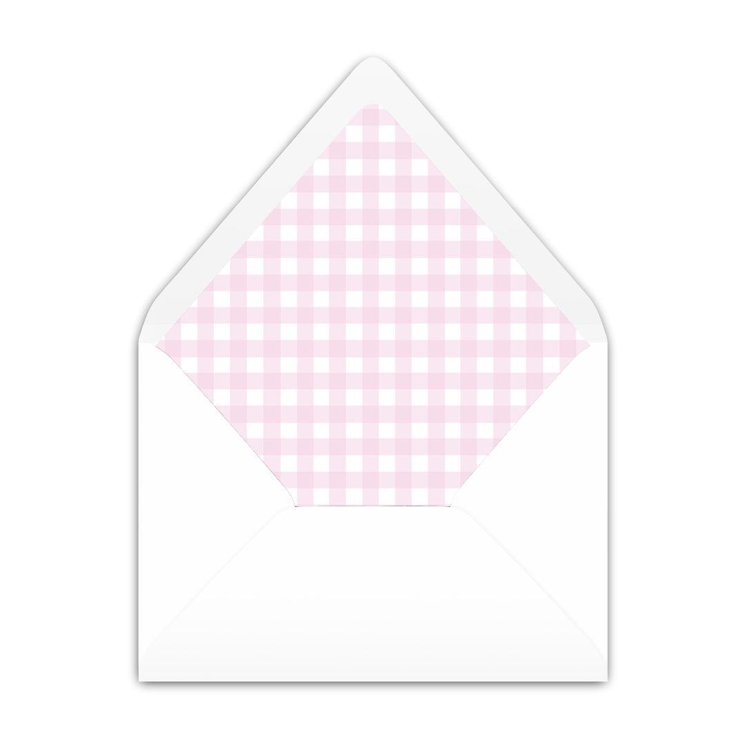 Pink Gingham with Bow Notecard