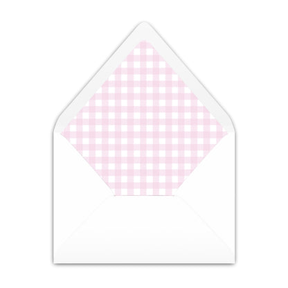 Pink Gingham with Bow Notecard
