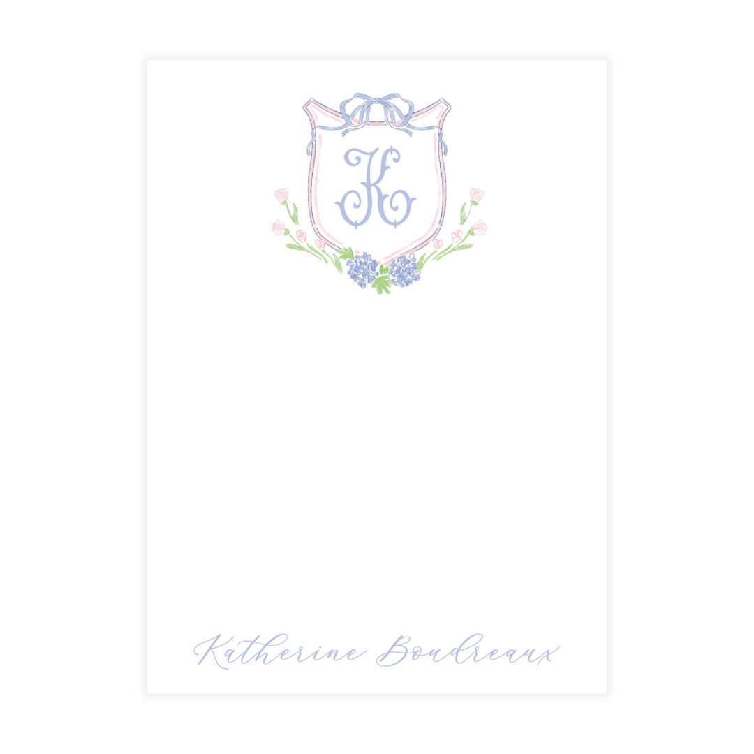 Blue Magnolias Crest Notepad
