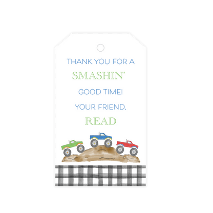 Monster Truck Party Favor Tag